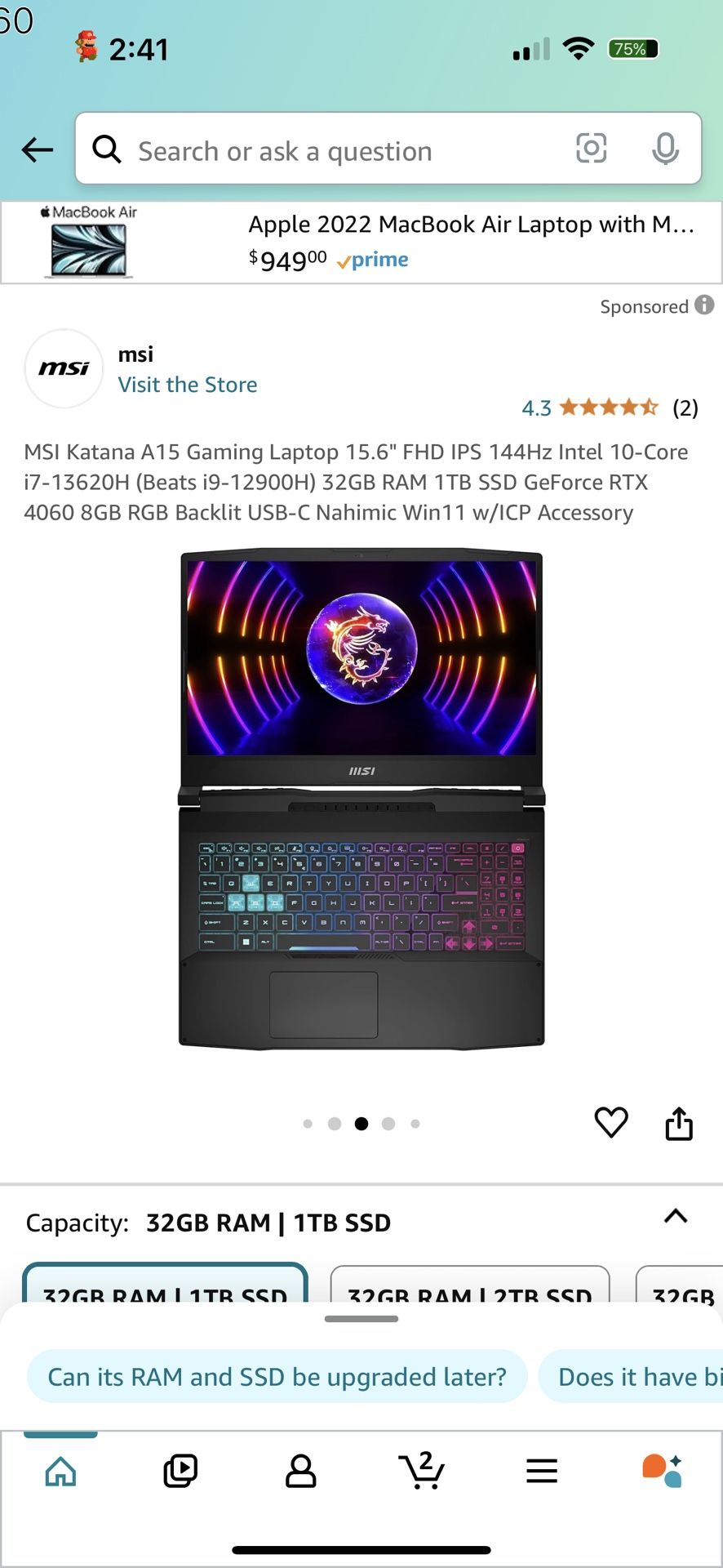 Msi KATANA 15b13v