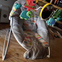 Bright Starts Playful Paradise Vibrating Baby Bouncer, Unisex, Newborn 