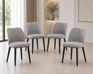 Set of 4- Grey Chenille Dining Chair
