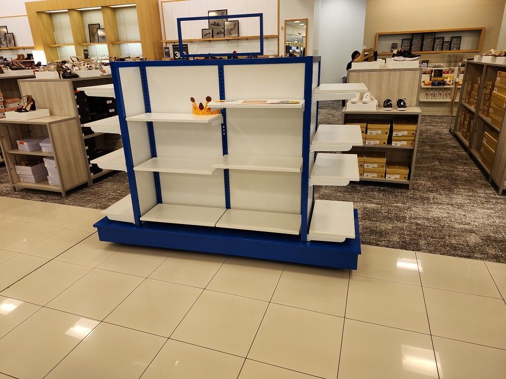 rolling fixtures heavy with shelves