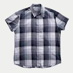 Kris Van Assche Men's Grey Check Short Sleeve Shirt 52 L