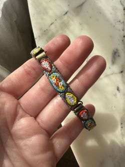 Antique Vintage Women’s Italian Murano Glass Millefiori Flower Micromosaic Bracelet