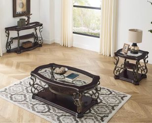 3-Piece Glass Top Coffee Table Set