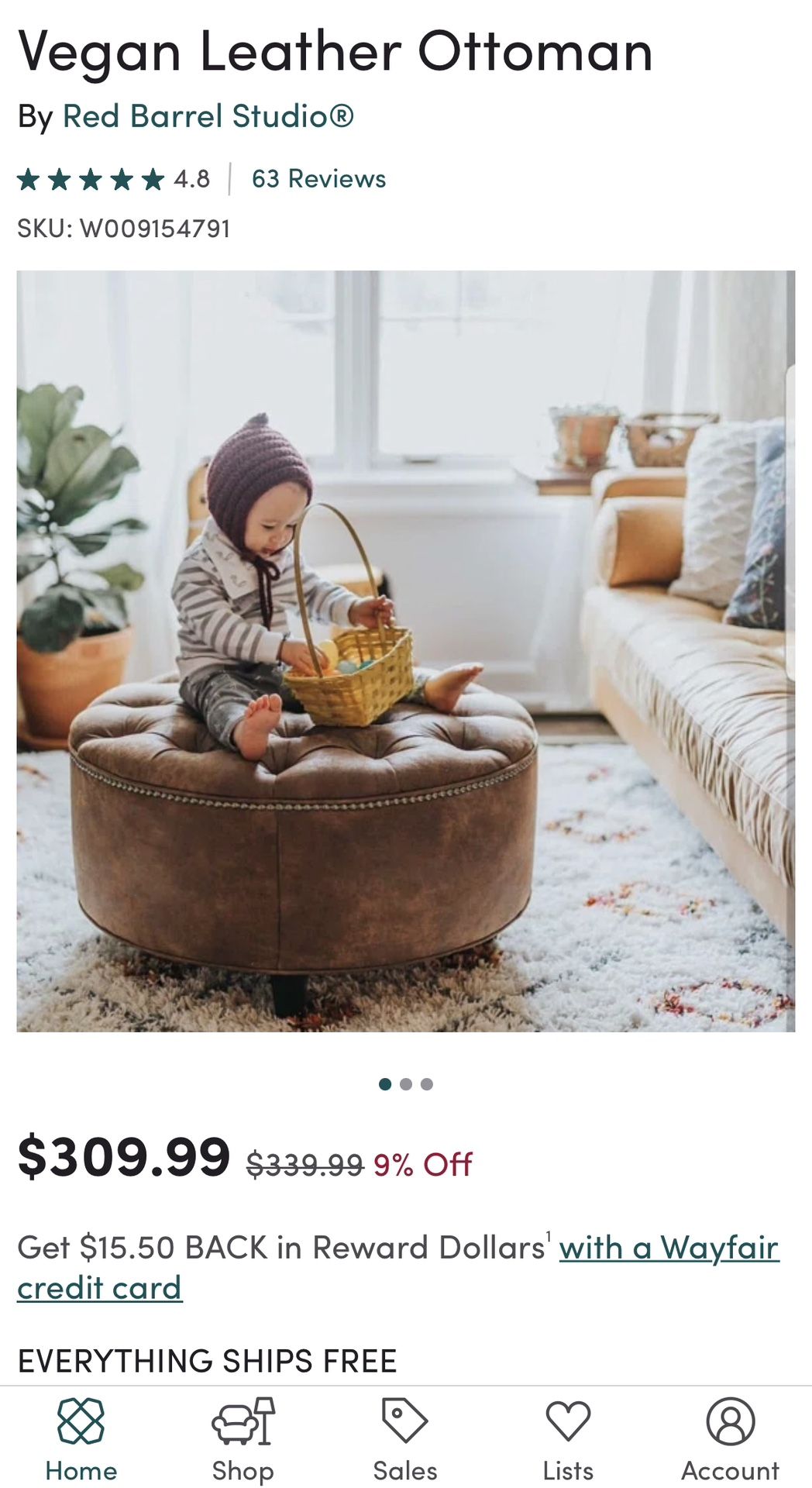 New Vegan Leather Ottoman