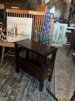 Really nice wood side table with drawer 24”12”24”