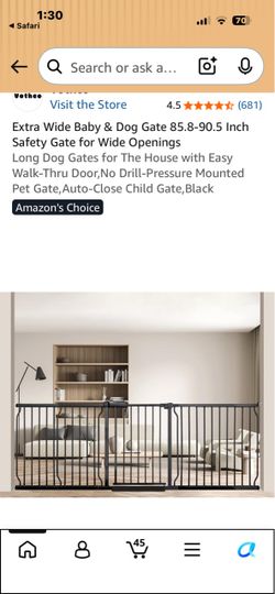 Vothco Extra Wide Baby & Dog Gate Black