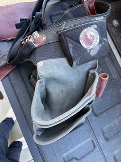 Occidental leather tool bags w/shoulder straps and sheep fur