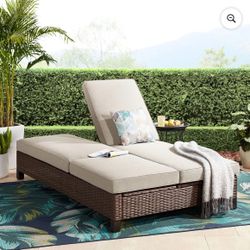 Better Homes & Gardens Brookbury Outdoor Double Chaise Lounge- Gray NEW