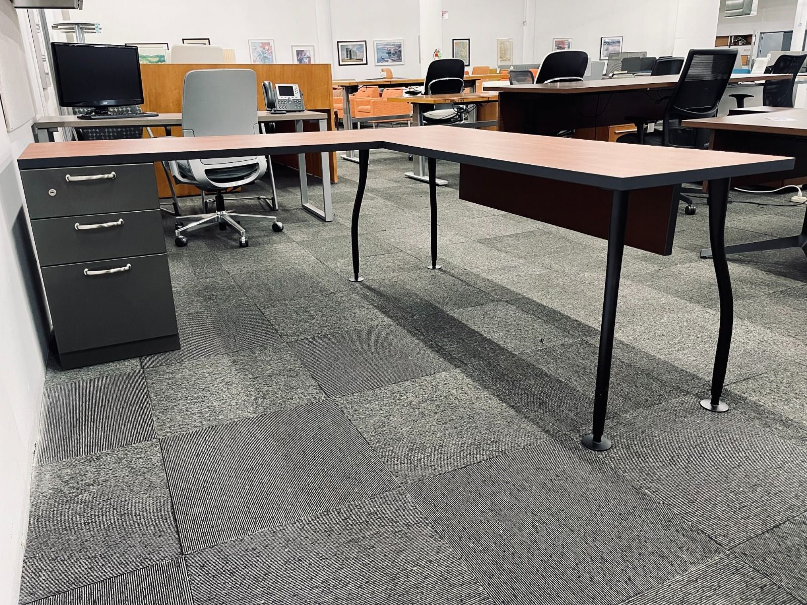 Cherry L Shape Desk - Left Side