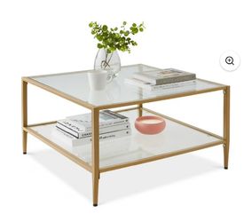 Coffee Table Two Shelf Glass And Gold Metal Frame