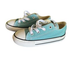 NEW TODDLER CONVERSE LOW TOP 754385F AEGEAN AQUA CANVAS CASUAL size 8