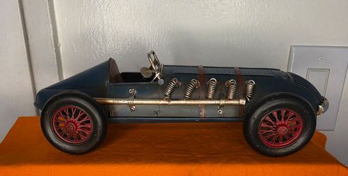 Large Vintage Folk art Toy English Racer  Car