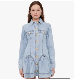 Aje Noa Denim Mini Dress for Womens Size 10  100%Cotton