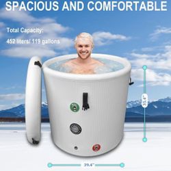 😀 39.4"Diameter 35.4" Height Cold Plunge Tub Inflatable Ice Bath Tub With Cover, Compatible with Chiller, Easy Drainage, Insulated, Large Size