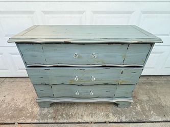 Distressed Blue-Green 3-Drawer Wood Dresser
