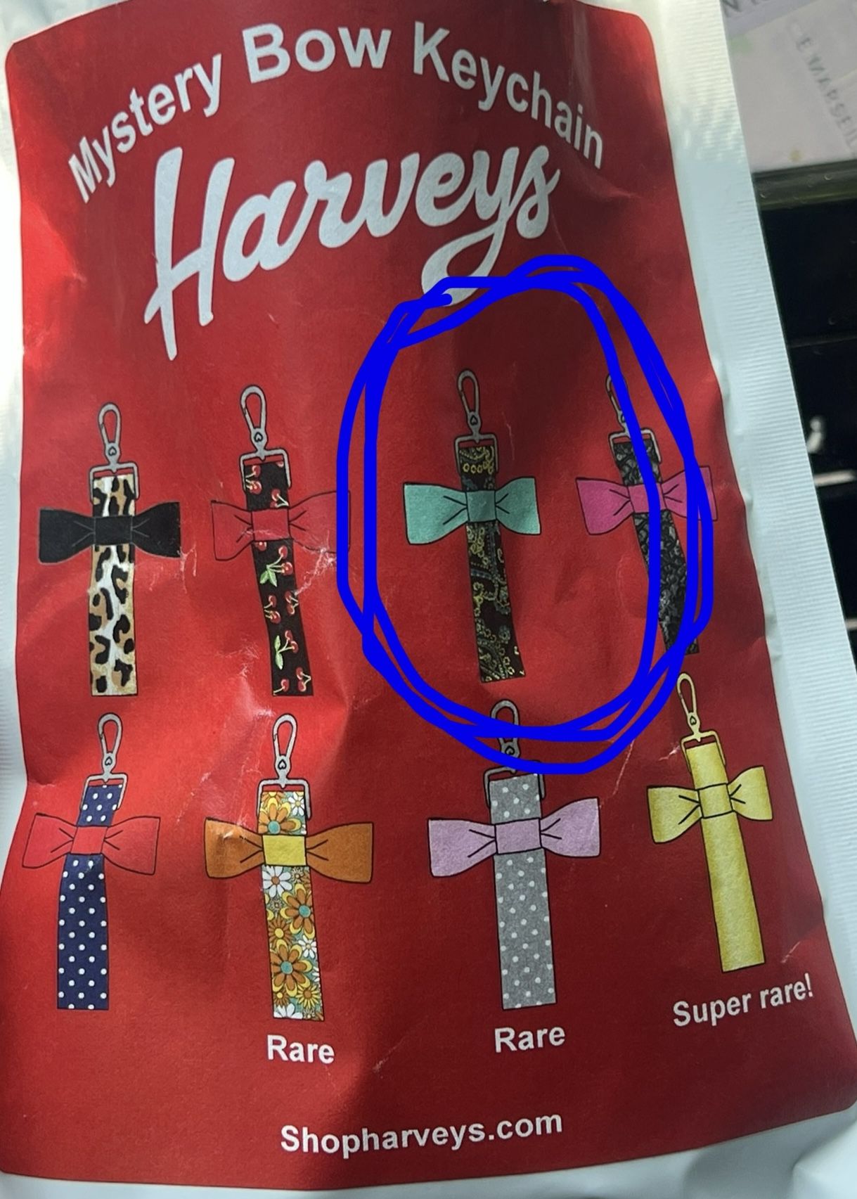 Harvey’s Seatbelt Mystery Keychain Printed.
