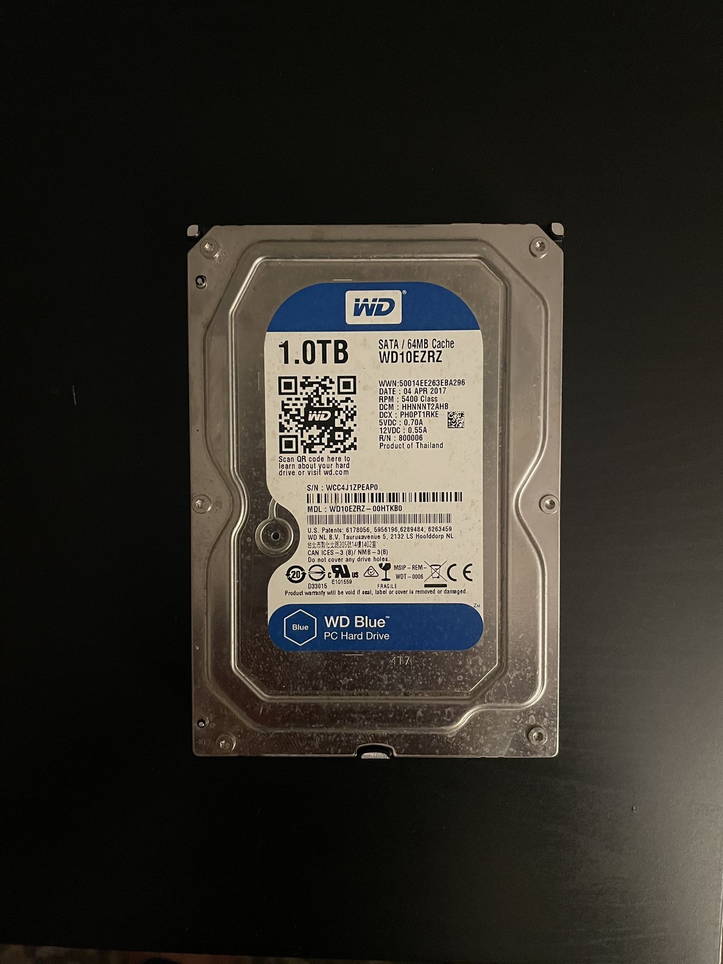 Western Digital 1 TB HDD 7200 RPM