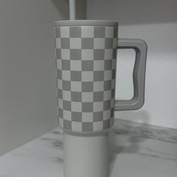 Simple Modern Trek Tumbler - Beige Checkered
