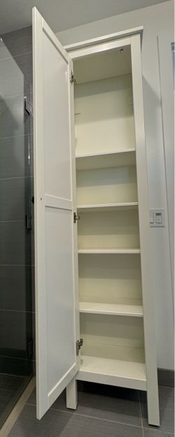 Tall White Storage Cabinet with Shelves