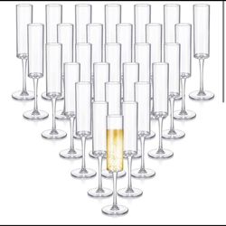 30 Pcs 6oz Acrylic Stemmed Champagne Flutes
