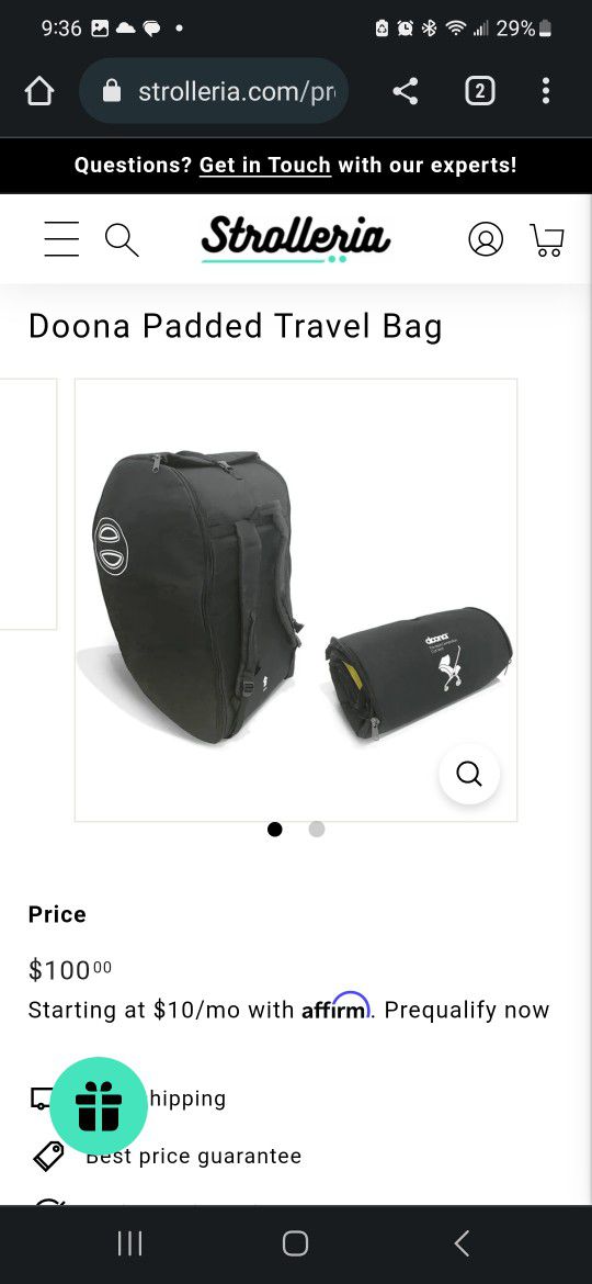 Doona Infant carseat/stroller padded backpack