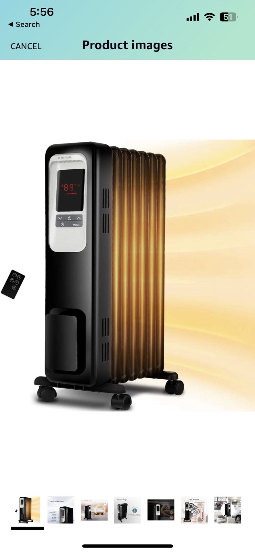 Space Heater, KopBeau 1500W Oil Filled Radiator Electric Heater