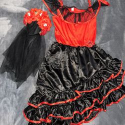 Girls Spanish Dancer, Day Of The Dead Costume Size 14/16 Large