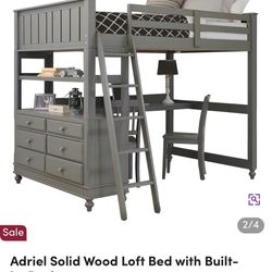 Solid Wood Loft Bed With Built-In Desk And Dresser-Wayfair