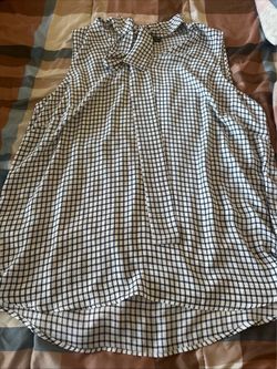 PAPELL Houndstooth Tie-Neck Sleeveless Top XL