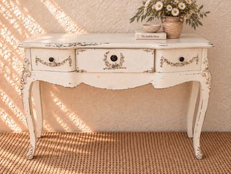 Distressed French-Style Console Table • 3-Drawer Entryway Table