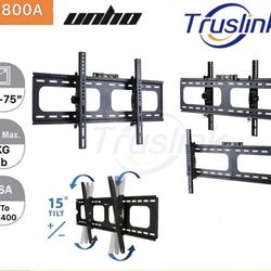 UNHO U-800A Tilting Large TV Wall Mount Low-Profile Bracket for 26-75 Inches LCD LED OELD TVs, Up to 99lbs VESA 700x400, Fits 16-24 Inches Wood Studs 