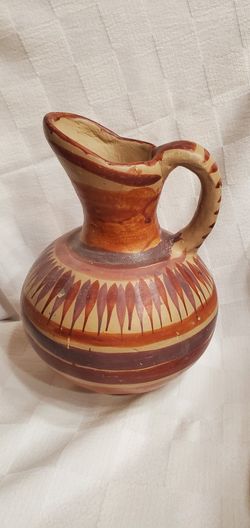Vintage Mexican Clay Pottery Pitcher Jarro De Barro