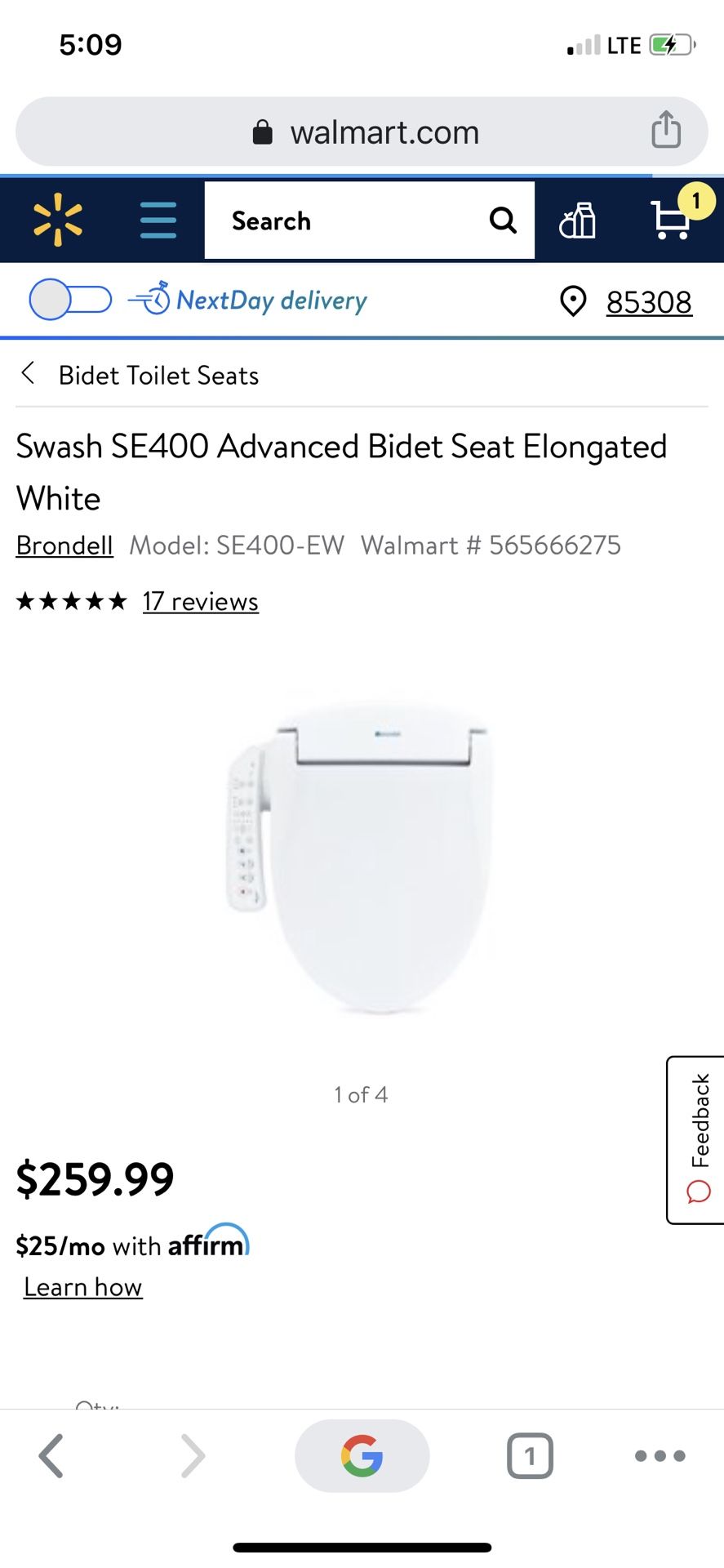 New! Swash SE400 Advanced Bidet Seat Elongated White