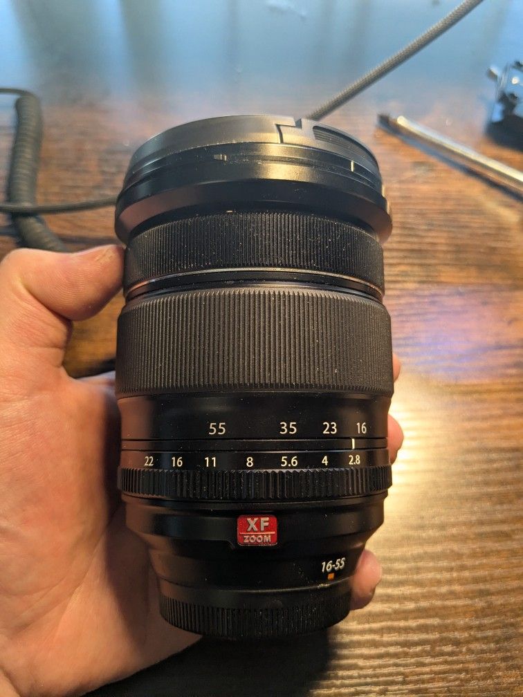 Fujifilm XF 16-55 f2.8 1st edition.
$500