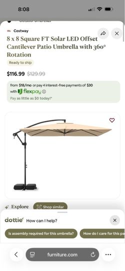8x8 FT Solar LED Offset Cantilever Patio Umbrella
