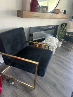 Black velvet  gold chairs