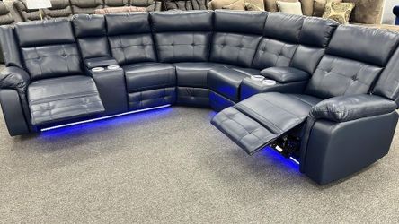 Contemporary, 3 Pc Power Reclining Sectional w/LED light and Cupholder