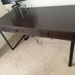 ASHLEY FURNITURE 2 PIECE WOOD OFFICE DESK. SINGLE OR L CONFIGURATION.