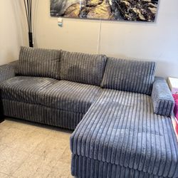 Small Grey Or Black Corduroy Sectional NEW