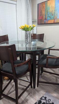 Round Glass Dining Table Set with 4 Chairs