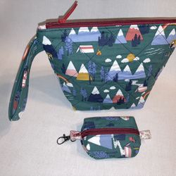 Handbag Set,  Purse And Coin Pouch, Mountain Scene/camping. 