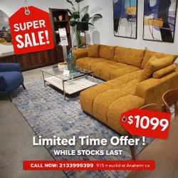 Orange Living Room Sectional Sofa  119.25"W X 79.50"D  X 35.50" H