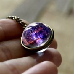 Double Sided Galaxy Universe Necklace 