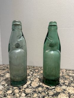 10 Vintage Codd Neck bottles with Crate