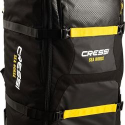 CRESSI Sea Horse Wheeled Backpack for Travel and Aquatic Activities, Black, 22.5" x 13" x 32"