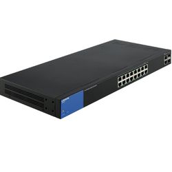Linksys Business LGS318P 16-Port Gigabit Poe+ (125W) Smart Managed Switch with 2 Gigabit and 2 SFP Ports, Black