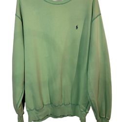 Vintage Polo by Ralph Lauren Green Sweatshirt Mens Size Large Flaws Shown