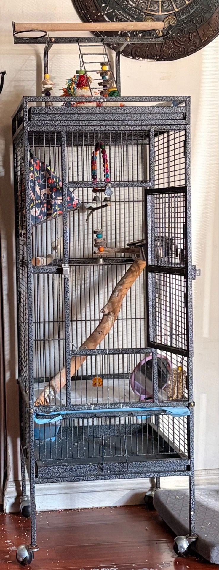 Bird cage with accessories and more message for details