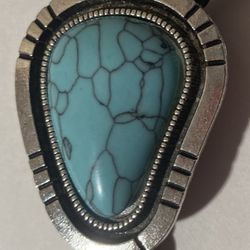 Vintage Bolo Tie Silver And Nice Turquoise Stone