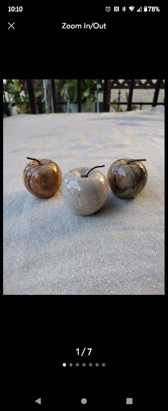 Set of 3 Mini Marble Apple Paperweights
